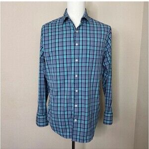 Peter Millar Shirt XL Summer Comfort Sport Shirt Button Up Blue White Plaid XL